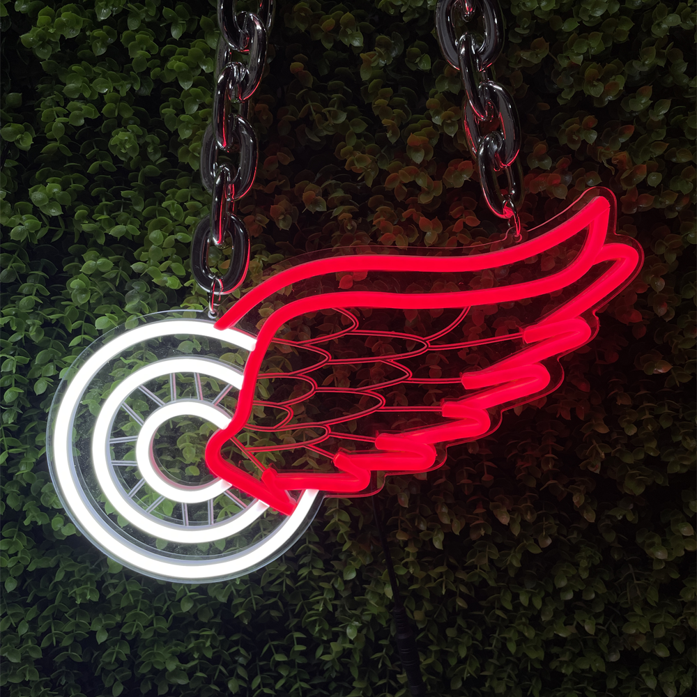 red wings neon light wtih chain