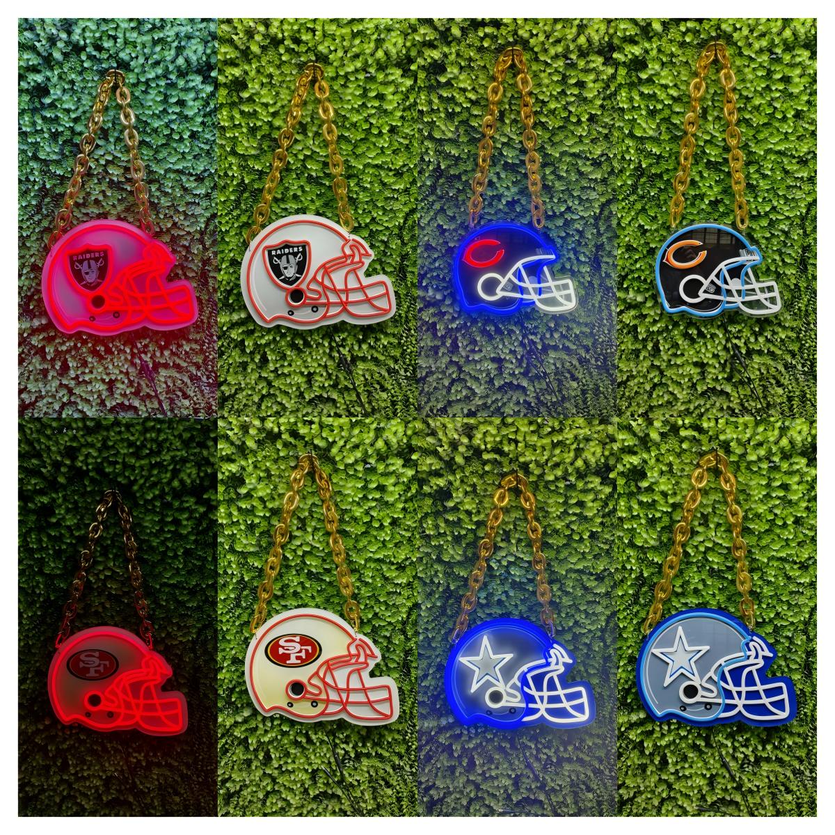 New types NFL lighting helmet neon sign chains