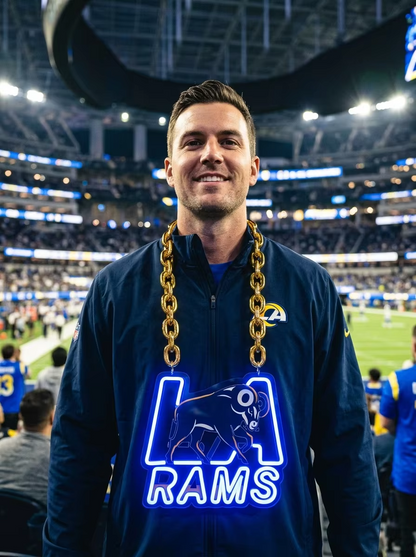 Los Angeles Rams 3D LED Neon Sign Chain Gold Pendant for NFL Fans Sports Bar Decor Chains for fans