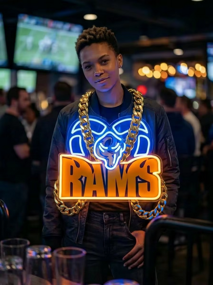 Los Angeles Rams 3D LED Neon Sign Chain Gold Pendant for NFL Fans Sports Bar Decor Chains for fans