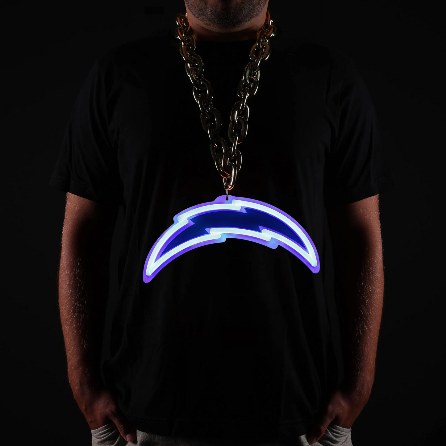 Super fan symbol American football Los Angeles Chargers Neon Light Up Big Logo Chain Chains for fans