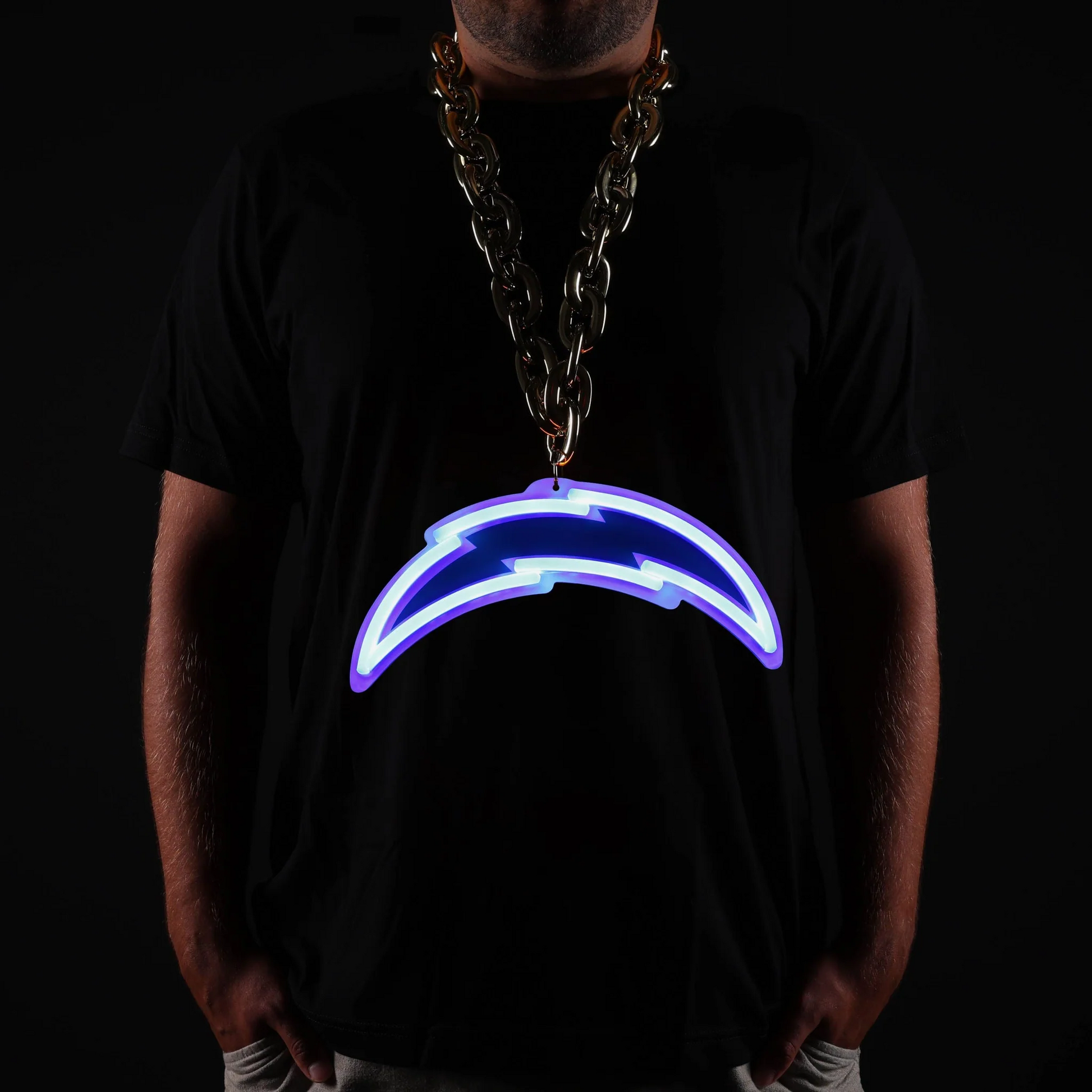 Super fan symbol American football Los Angeles Chargers Neon Light Up Big Logo Chain Chains for fans