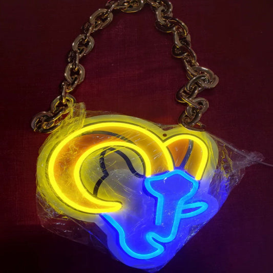 Illuminate Your Passion American football Los Angeles Rams Neon lighting up big logo chain for your team Chains for fans