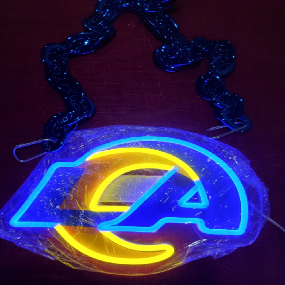 Illuminate Your Passion American football Los Angeles Rams Neon lighting up big logo chain for your team Chains for fans