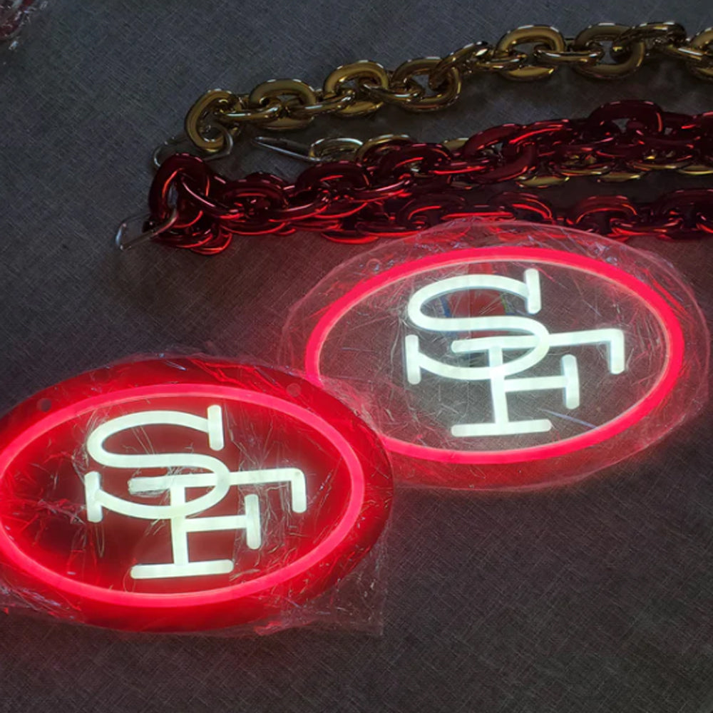 Illuminate Your Passion American football 49ers Neon lighting up big logo chain for your team Chains for fans