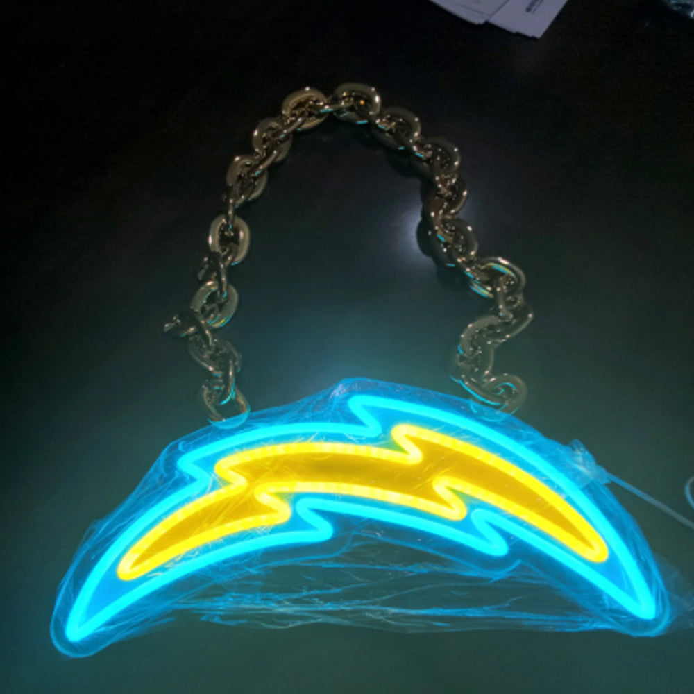Super fan symbol American football Los Angeles Chargers Neon Light Up Big Logo Chain Chains for fans
