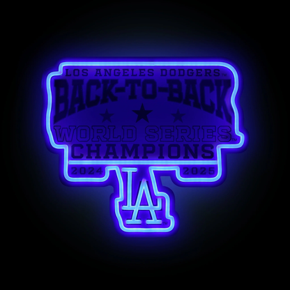 Los Angeles Dodgers 2025 Back To Back World Series Champions neon team logo sign Chains for fans