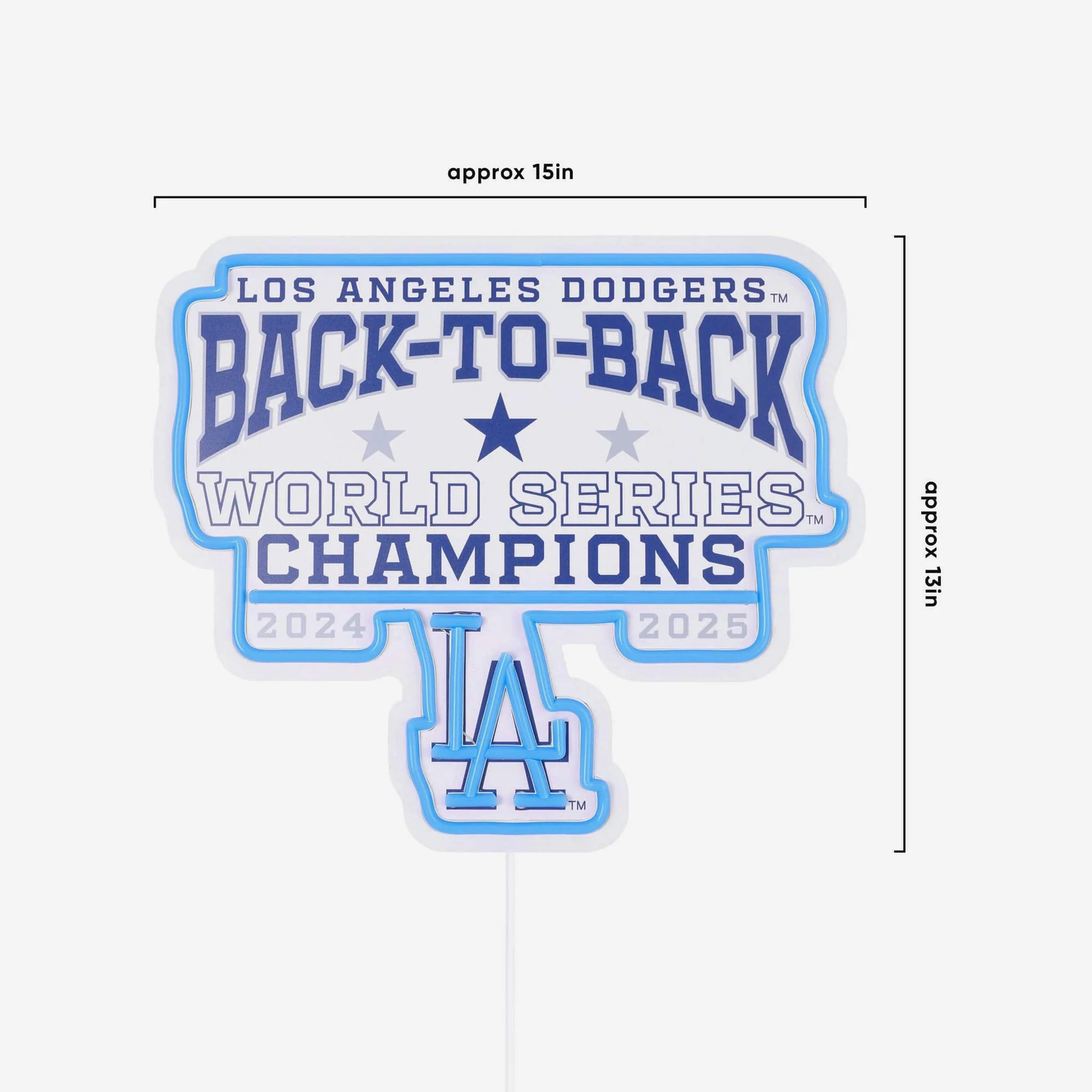 Los Angeles Dodgers 2025 Back To Back World Series Champions neon team logo sign Chains for fans