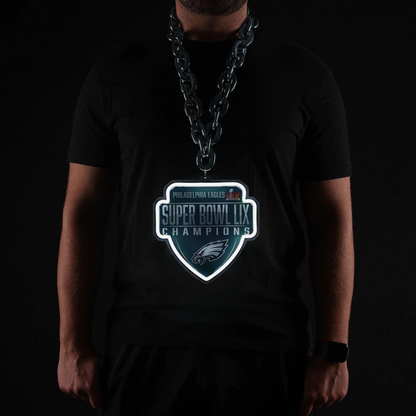 Super fan symbol American football Philadelphia Eagles Super Bowl LIX Champions Neon Light Up Big Logo Chain Chains for fans