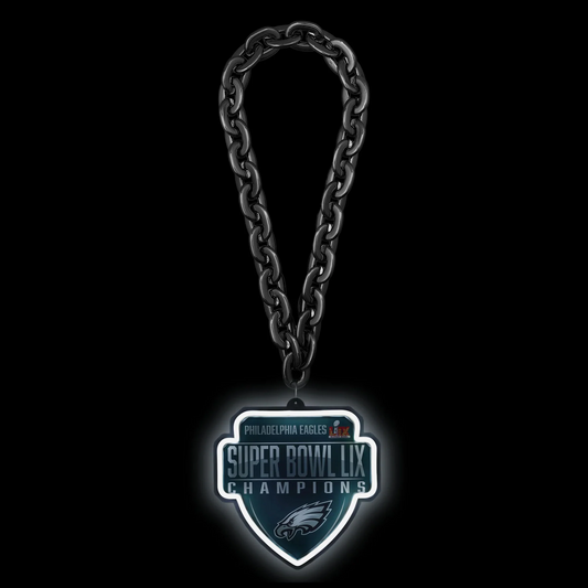 Super fan symbol American football Philadelphia Eagles Super Bowl LIX Champions Neon Light Up Big Logo Chain Chains for fans