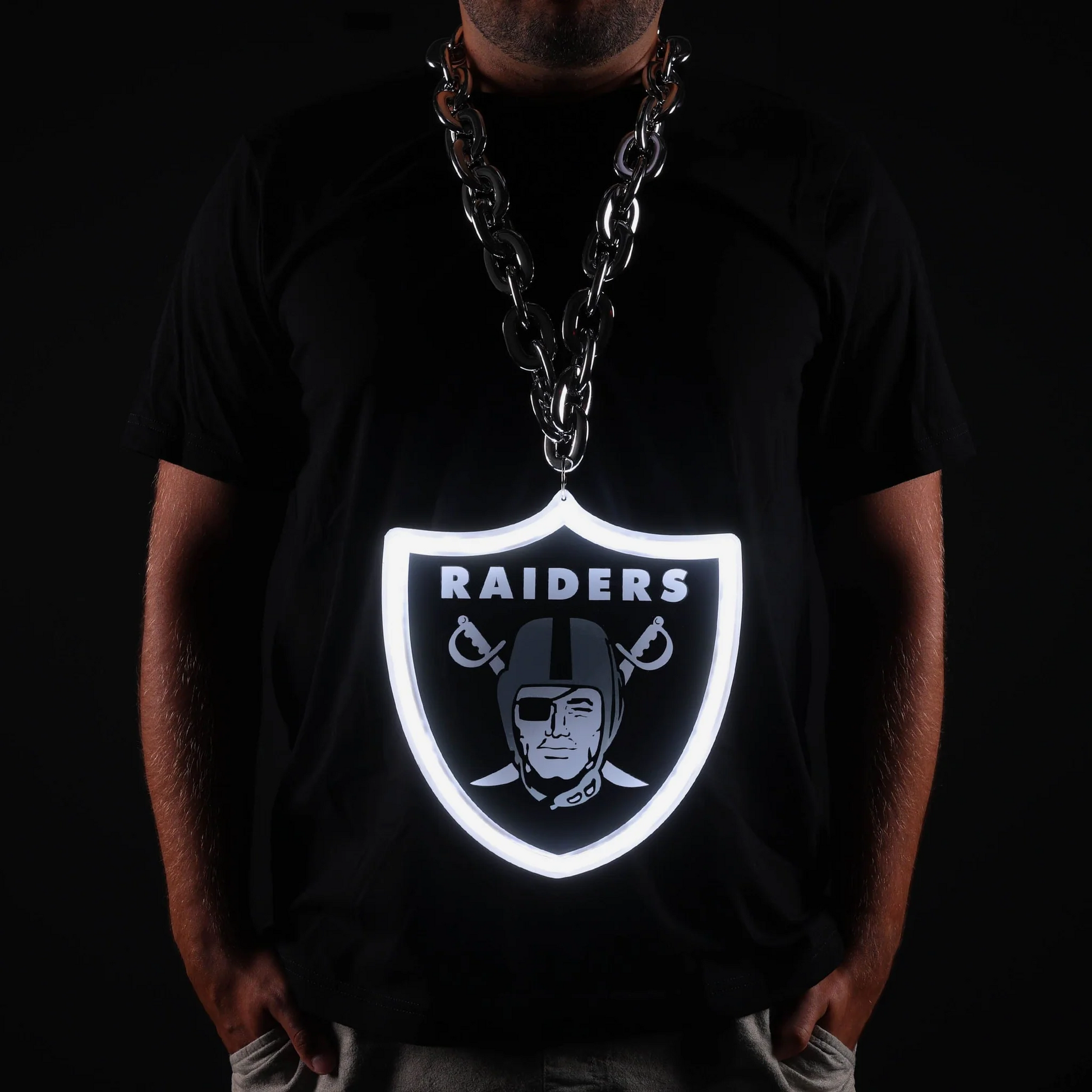Illuminate Your Passion American football Las Vegas Raiders Neon Light Up Big Logo Chain Chains for fans