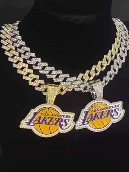 American teams logo specific crystal Diamond effect pendant chains-Silver