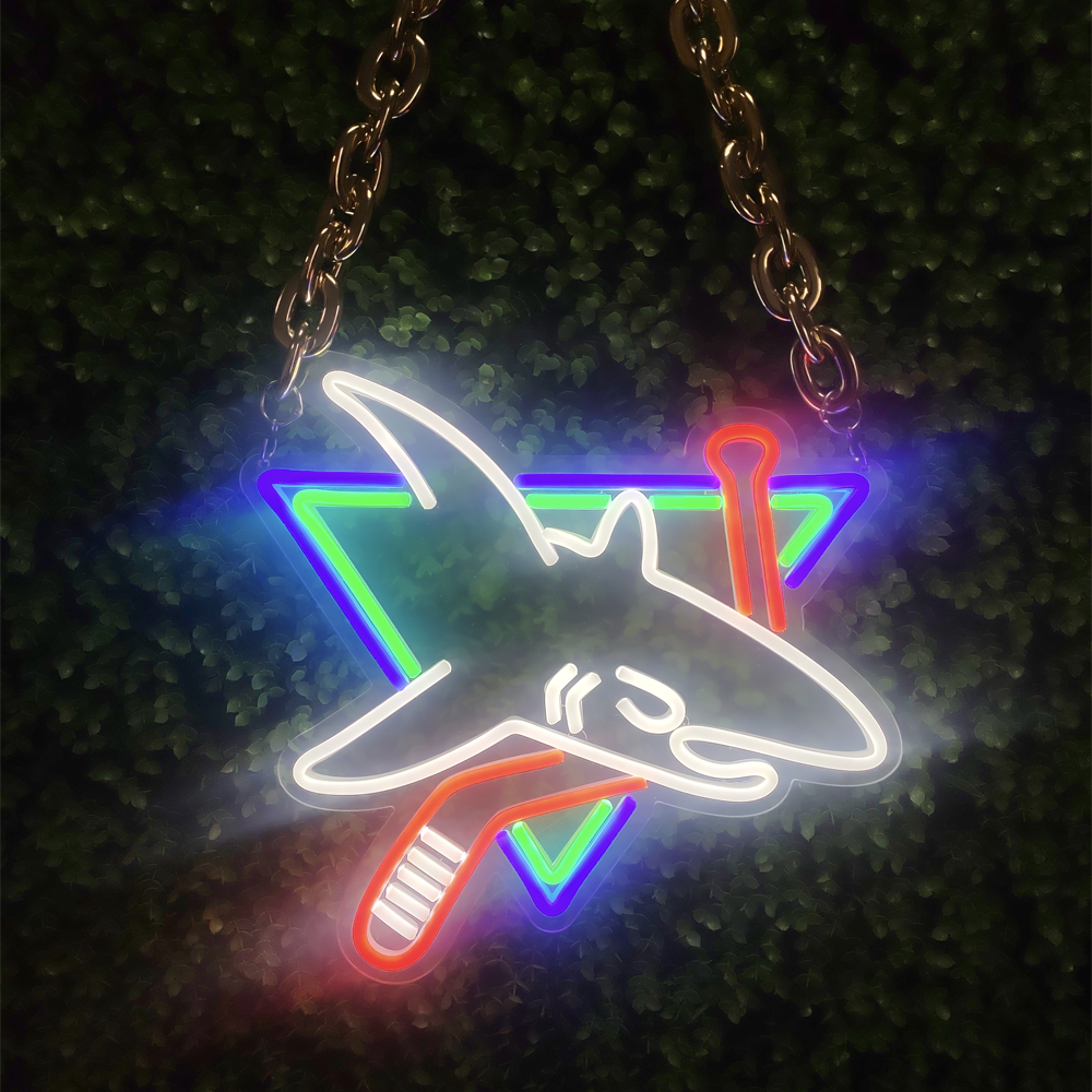 Ice hockey sharks neon light with chain